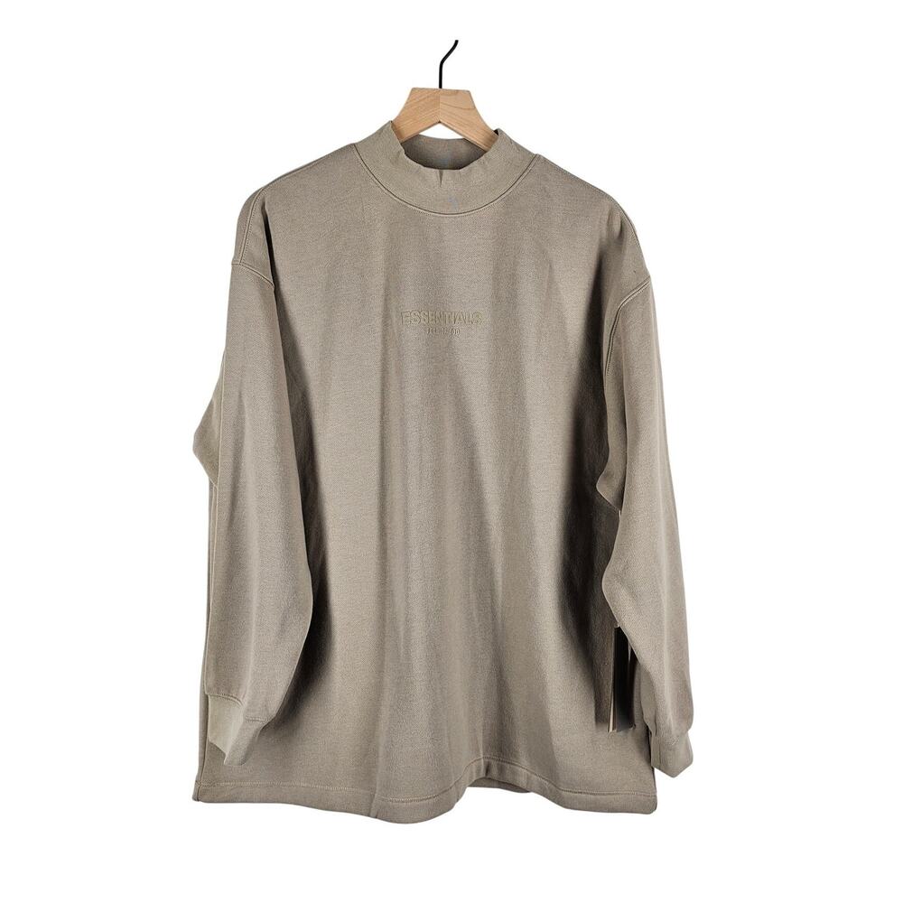 FEAR OF GOD ESSENTIALS BEIGE SWEATSHIRT – SIZE XS – OVERSIZED FIT – COTTON BLEND